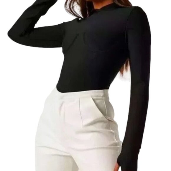 Misguided X Dani Michelle Black High Neck Bandage Thong Bodysuit NWT Size 8 - Picture 1 of 13